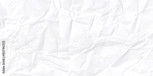 Crushed white paper texture as background. Grunge wrinkled white color blank paper textured background