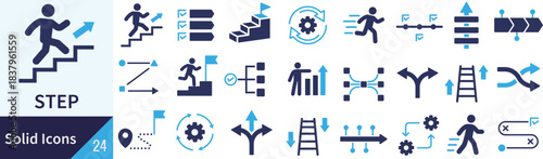 ベクターのステップに関するシルエットアイコンセット
