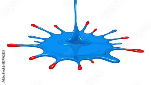 Blue paint splash with red tips