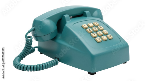 Canvas Print Isolated Classic Push-Button Telephone, a vintage communications device for dial