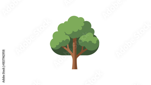 Cartoon tree with green canopy and brown trunk