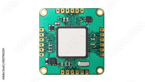 Bild auf Leinwand Isolated electronic device circuit board, green technology, semiconductor techno