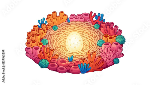 Coral nest with glowing egg