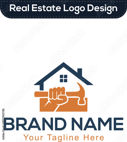 Real Estate Construction Logo Design - Home Repair and Handyman Service Icon