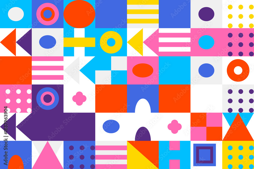Fototapeta premium Colorful geometric shapes abstract mosaic pattern modern vibrant design texture