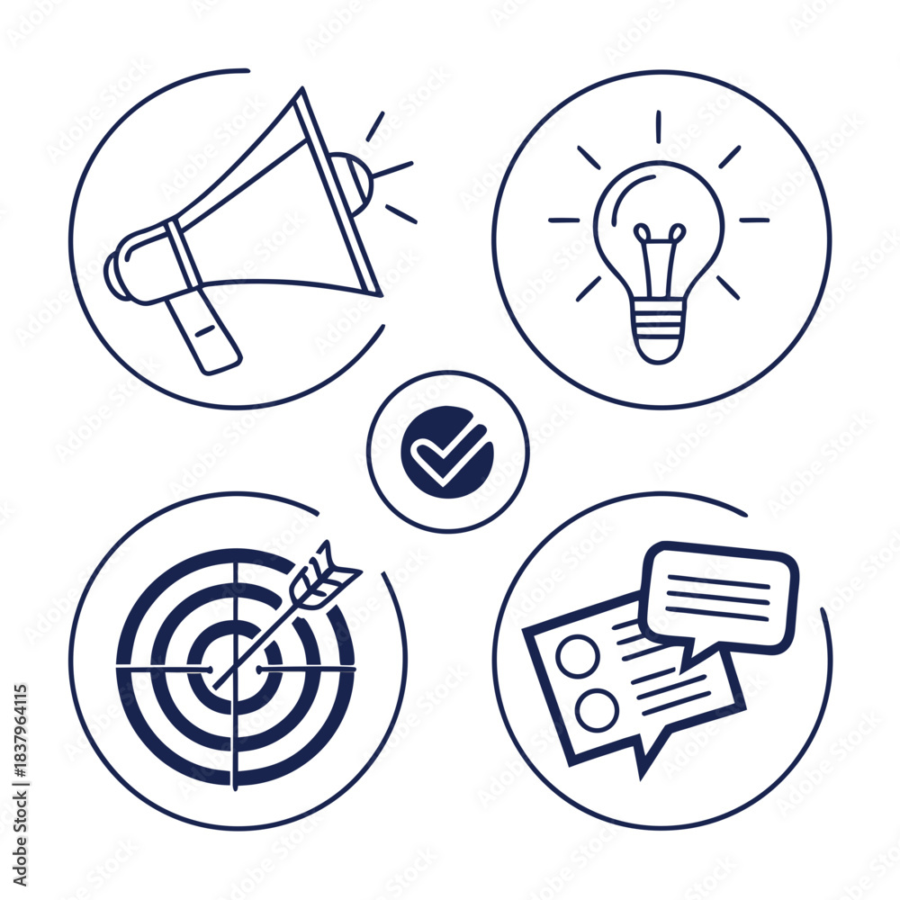 Fototapeta premium Marketing Advertising Icon Set White Background Vector Icon Set
