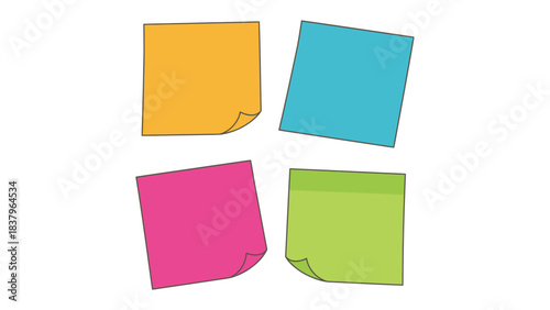 Colorful sticky notes vector illustration for reminders tasks