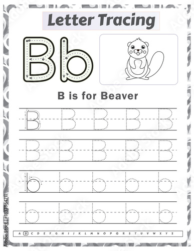Letter Formation Bb – Uppercase and Lowercase Tracing Worksheet