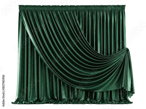Konstfotografi Isolated emerald velvet drapery backdrop for theater stage or luxury event scene