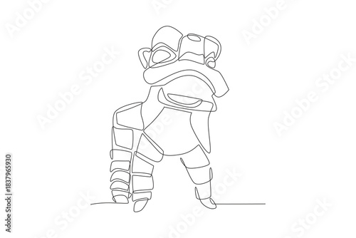 Lion dances. Lion and dragon dances concept one-line drawing