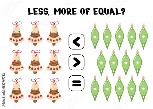 Holiday Math Activity with Bells and Green Decorations