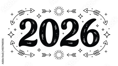 Visionary Horizon: 2026: Embrace the future with this bold design, marking the passage of time and inspiring anticipation for the years to come.