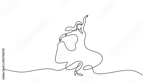 Continuous Line Drawing of a Spanish Flamenco Dancer
