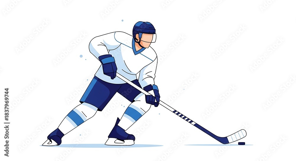 Fototapeta premium Ice Hockey Player in Action on White Background.