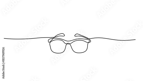 Stylish Eyeglasses or Sunglasses Continuous One Line Drawing.