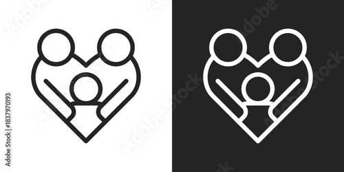 family Icon In Black And White Line Style