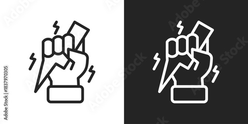 power Icon In Black And White Line Style