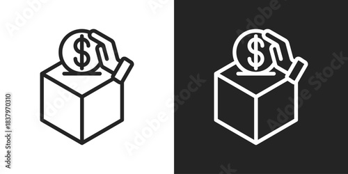charity Icon In Black And White Line Style