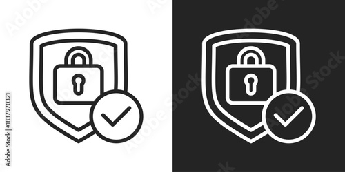 secure Icon In Black And White Line Style