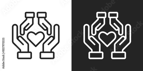 compassion Icon In Black And White Line Style