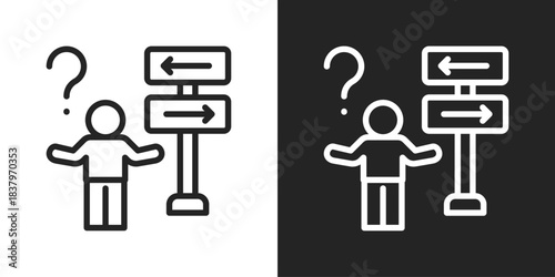 guidance Icon In Black And White Line Style