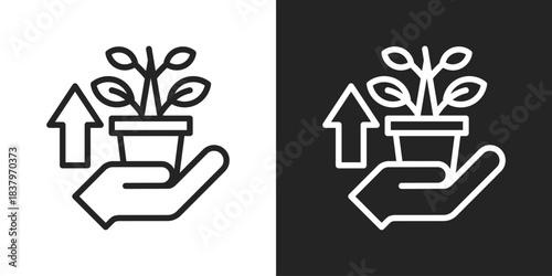 growth Icon In Black And White Line Style