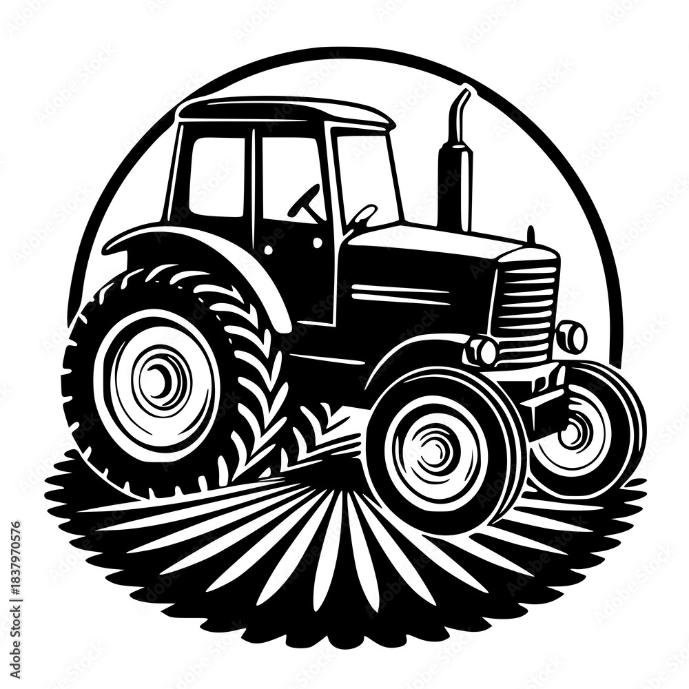 Obraz premium tractor silhouette vector illustration , tractor vector