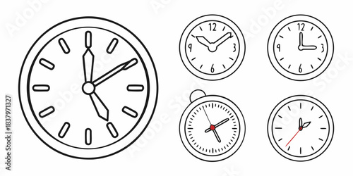 Smooth Outline Time   Clock Symbol Icon Set  White Vector Icon Set