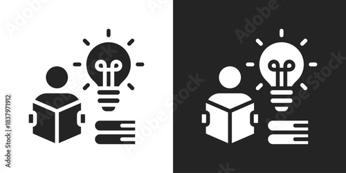 learning Icon In Black And White Glyph Style