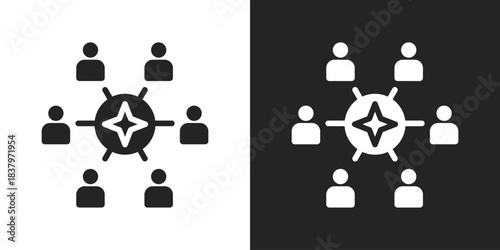 mutual friends Icon In Black And White Glyph Style