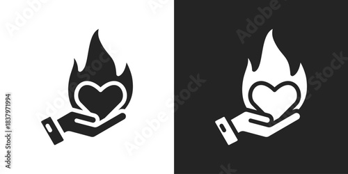 passion Icon In Black And White Glyph Style