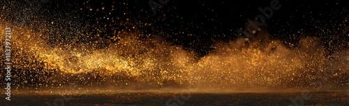 Wallpaper Mural Abstract explosion of golden particles against a black background, with a blurry golden dust Torontodigital.ca