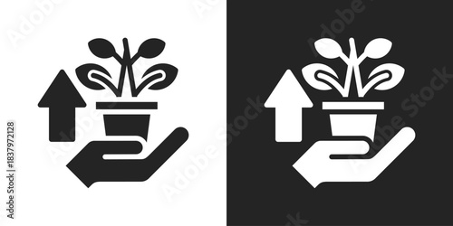 growth Icon In Black And White Glyph Style