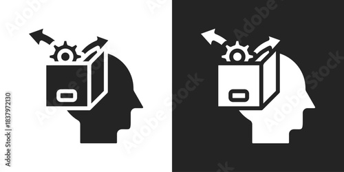 think out of the box Icon In Black And White Glyph Style