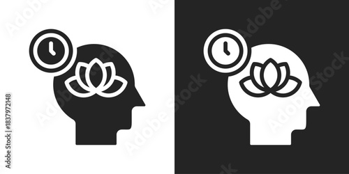 patience Icon In Black And White Glyph Style