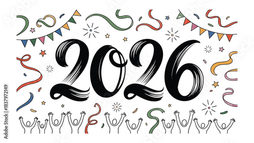 2026 Celebration: The New Year's Festive Design. Capturing the spirit of joy and the dawn of a new era.