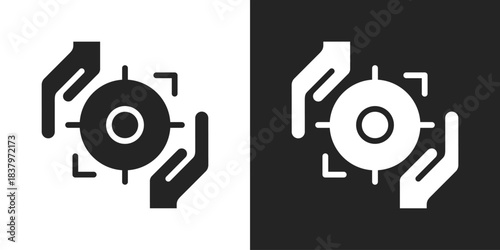 mission Icon In Black And White Glyph Style