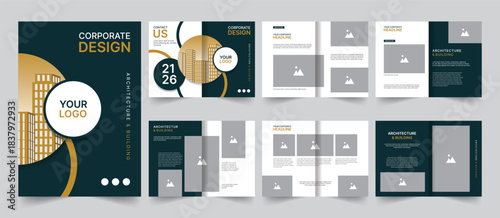 Corporate business marketing brochure or architecture portfolio brochure layout template design vector illustration