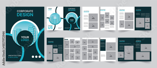 Architecture portfolio brochure or Corporate business marketing brochure layout template design vector illustration