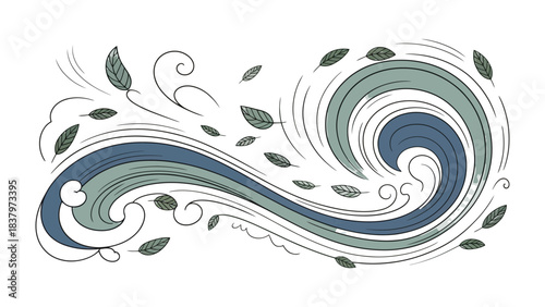 Whimsical Breeze: The wind gracefully dances, carrying leaves through an artistic swirl of colors, creating a dynamic visual representation of nature's playful energy.