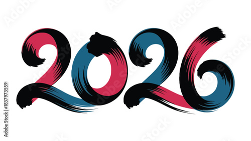 2026 Brushstroke Design: A modern design featuring the number 2026, painted with expressive brushstrokes and a vibrant color palette, evoking a sense of creativity, and the excitement of a new year.