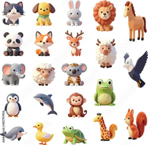 “Cute 3D Animal Characters Collection – Cartoon Style Wildlife Render Pack”