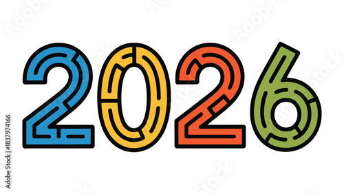Navigating 2026: A captivating visual exploration of the year 2026, where each digit transforms into a mesmerizing maze, inviting the viewer to contemplate the journey and challenges that lie ahead.