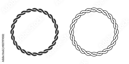 Two frame from twisted elements ornament with blank space inside. Framings graphic design templates. Symbols isolated on white background. Vector illustration