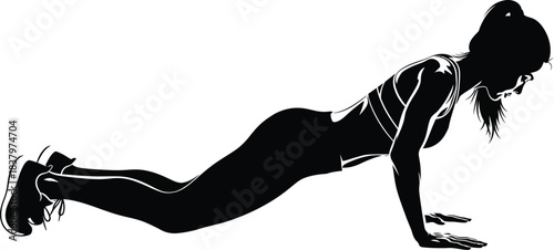 Silhouette of a woman doing a modified knee push-up