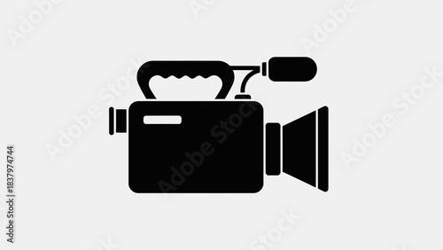 Video Camera Icon – Vintage Camcorder with Microphone Silhouette