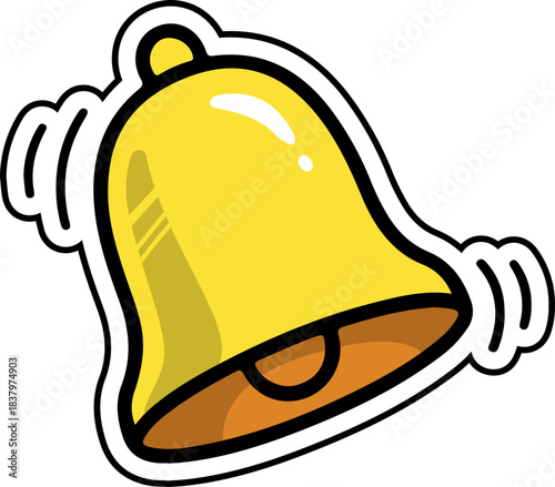 Cartoon Ringing Bell Icon for Notification and Alert
