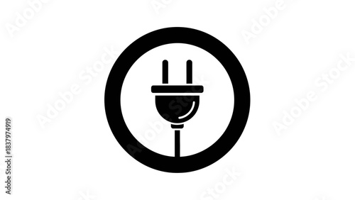 Power Plug Icon – Electric Socket Connection Symbol in Circle