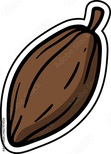 Cartoon Cacao Pod Isolated Food Ingredient Illustration