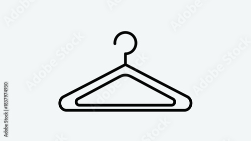 Clothes Hanger Icon – Minimal Wardrobe Organizer Outline Symbol